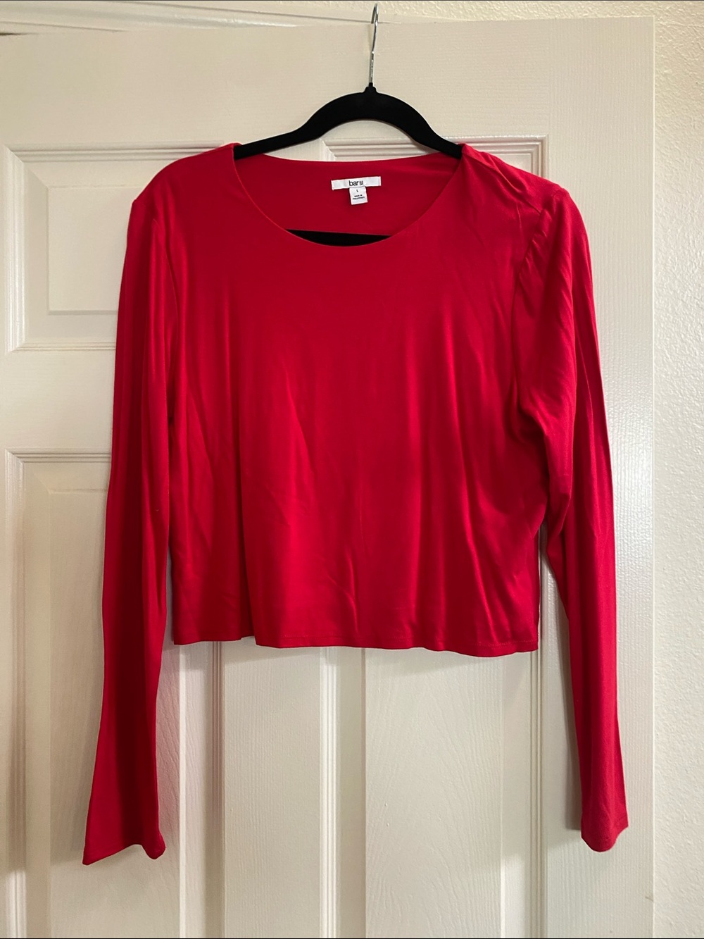 Bar III Red Long-Sleeve Scoop Neck Tee